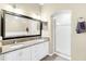Double vanity bathroom with granite countertop and walk-in shower at 1407 Chatfield Pl, Orlando, FL 32814