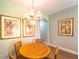 A delightful dining area showcasing a wooden table and chairs, enhanced by tropical-themed artwork at 3632 Calabria Ave, Davenport, FL 33897