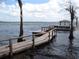 Scenic view of a wooden dock extending into a tranquil lake, perfect for boating and relaxation at 11618 Grand Bay Blvd, Clermont, FL 34711