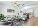 Open living room and kitchen with light-colored furniture at 346 Monroe Cir, Davenport, FL 33896