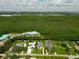 Aerial view showcasing a luxury home with pool, surrounded by lush greenery and nearby residences at 10416 Pocket Ln, Orlando, FL 32836