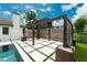 Contemporary pool area featuring custom pergola and modern landscaping at 10416 Pocket Ln, Orlando, FL 32836