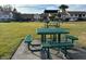 Green patio table with benches and building view at 5413 Hansel Ave # K10, Orlando, FL 32809