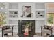 Living room features a fireplace, built-in shelving, and comfortable seating at 1700 Bridlewalk Ct, Gotha, FL 34734