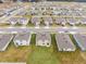 Aerial view of neighborhood showcasing similar single-Gathering homes and green spaces at 33425 Country House Dr, Sorrento, FL 32776
