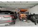 Spacious garage with room for two cars, golf cart, and storage at 421 High Tide Ln, Daytona Beach, FL 32124