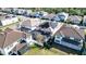 Aerial view showcasing a house with solar panels, a screened-in pool, and a large backyard at 7613 Wandering Way, Orlando, FL 32836