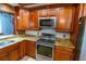 Modern kitchen with stainless steel appliances and granite countertops at 7616 Spring Bay Cv # S, Orlando, FL 32819