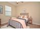 Cozy bedroom featuring neutral walls, plush bedding, and a decorative 'Bless This Nest' pillow at 7958 Delwin Ln, Kissimmee, FL 34747