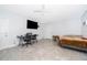 Bedroom with a double bed, desk and tiled floor at 901 S Solandra Dr, Orlando, FL 32807