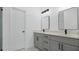 Modern bathroom with double vanity and gray cabinets at 13497 Se 100Th Ave, Belleview, FL 34420