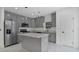 Modern kitchen with gray cabinets, quartz countertops and island at 13497 Se 100Th Ave, Belleview, FL 34420