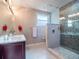 Elegant bathroom with double vanity and large shower at 141 Oakwood Way, Winter Park, FL 32789