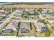 Aerial view of a single-Gathering home with pool and fenced backyard in a residential neighborhood at 245 Viola Dr, Auburndale, FL 33823