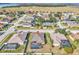 Aerial view of a single-Gathering home with pool and fenced backyard in a residential neighborhood at 245 Viola Dr, Auburndale, FL 33823