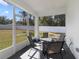 Screened porch with patio furniture and backyard view at 1630 W New York Ave, Orange City, FL 32763