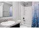 Bathroom featuring a shower/tub combo and updated vanity at 1927 Chatham Place Dr, Orlando, FL 32824