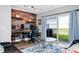 Home office with built-in shelving and sliding glass doors at 1927 Chatham Place Dr, Orlando, FL 32824