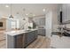 Modern kitchen with island, stainless steel appliances, and light gray cabinets at 5026 Starling Bird Ln, St Cloud, FL 34771