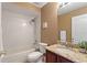 Clean bathroom with granite countertop, shower, and bathtub at 13005 Islamorada Dr, Orlando, FL 32837