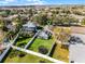 Aerial view of a beautiful home with fenced yard, screened-in pool, and trampoline in the backyard at 1101 Maidenmoor Rd, Winter Garden, FL 34787
