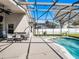 Spacious, screened-in patio with an outdoor dining area, overlooking a serene pool and landscaped backyard at 1101 Maidenmoor Rd, Winter Garden, FL 34787
