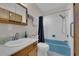 Well-lit bathroom featuring a vanity sink, toilet, and a bathtub with shower at 15040 Ne 248Th Avenue Rd, Fort Mc Coy, FL 32134
