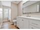 Bright bathroom featuring new vanity and walk-in shower at 231 Chestnut Ridge St, Winter Springs, FL 32708
