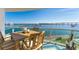 Waterfront balcony featuring a dining table, chairs, glass railings, and a beautiful view of the bay at 241 Riverside Dr # 201, Daytona Beach, FL 32117