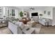 Bright living room with comfortable couches, decorative pillows, and large TV at 241 Riverside Dr # 201, Daytona Beach, FL 32117