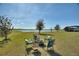 Relaxing backyard with a fire pit area overlooking a tranquil lake at 4608 Egg Harbor Dr, Kissimmee, FL 34746