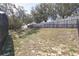 Wide, grassy backyard surrounded by mature trees and a wooden fence at 1001 Willow Run St., Minneola, FL 34715