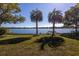 Lakefront backyard with lush grass and palm trees at 115 N Lake Florence Dr, Winter Haven, FL 33884