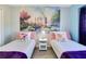 Twin bedroom with fairytale mural and white platform beds at 136 Madiera Beach Blvd, Kissimmee, FL 34746