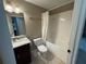 Clean bathroom, shower/tub combo, granite vanity at 14476 Se 34Th Ct, Summerfield, FL 34491