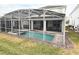 Private backyard oasis featuring a refreshing pool and covered patio at 1584 Sandbagger Dr, Davenport, FL 33896