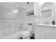 Clean bathroom with shower/tub combo and updated vanity at 2513 Castle Pines St, Clermont, FL 34711