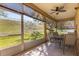Peaceful screened porch with outdoor seating and ceiling fan at 2513 Castle Pines St, Clermont, FL 34711