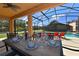 Outdoor patio with a dining table, setting for six, and pool view at 2793 Lido Key Dr, Kissimmee, FL 34747