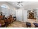 Home office with built-in wooden desk and hardwood floors at 4 Arika At Lionspaw, Daytona Beach, FL 32124
