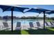 Enjoy the sun or shade at this community pool with blue umbrellas at 648 Daring Dr, Davenport, FL 33837