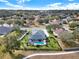 Aerial view of a house with a pool and solar panels in a residential area at 2583 Grassmoor Loop, Apopka, FL 32712