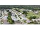 Aerial shot showcases a community of single-Gathering homes with lush greenery and golf course views at 32512 Oak Park Dr, Leesburg, FL 34748