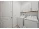Laundry room with washer and dryer and overhead cabinets at 1069 Avery Meadows Way, Deland, FL 32724