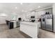 Open kitchen with gray cabinets, an island, and stainless steel appliances at 2559 Relaxing Ln, Kissimmee, FL 34747