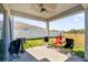 A covered patio with a ceiling fan and outdoor seating offers a relaxing outdoor space at 361 Preserve Pointe Blvd, Davenport, FL 33837