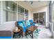 Relaxing screened porch with comfortable seating and view of living room at 5999 Lake Pointe # 609, Orlando, FL 32822
