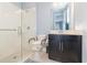 Bright bathroom with walk-in shower and accessible toilet at 13557 Parkfield Way, Winter Garden, FL 34787