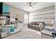 Bright room with a comfy sofa, multiple shelves, and desks providing a flexible and stylish space at 15138 Shonan Gold Dr, Winter Garden, FL 34787