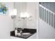 Modern bathroom with dark vanity and updated fixtures at 1534 Tranquil Ave, Clermont, FL 34714